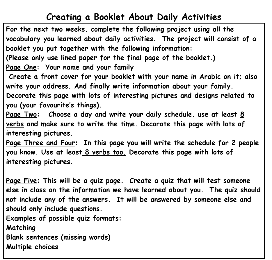 Creating a Booklet About Daily Activities