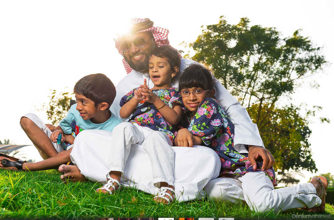 Arab Family Relaxes in a Park