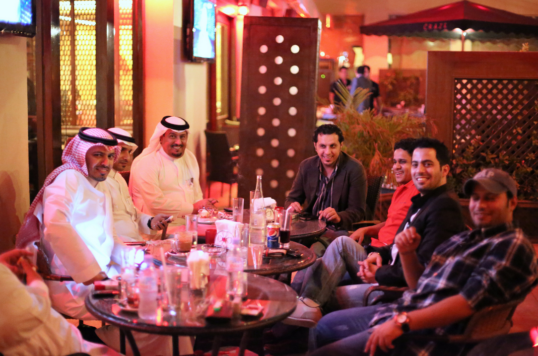 Men Gather in a Cafe in Jedda
