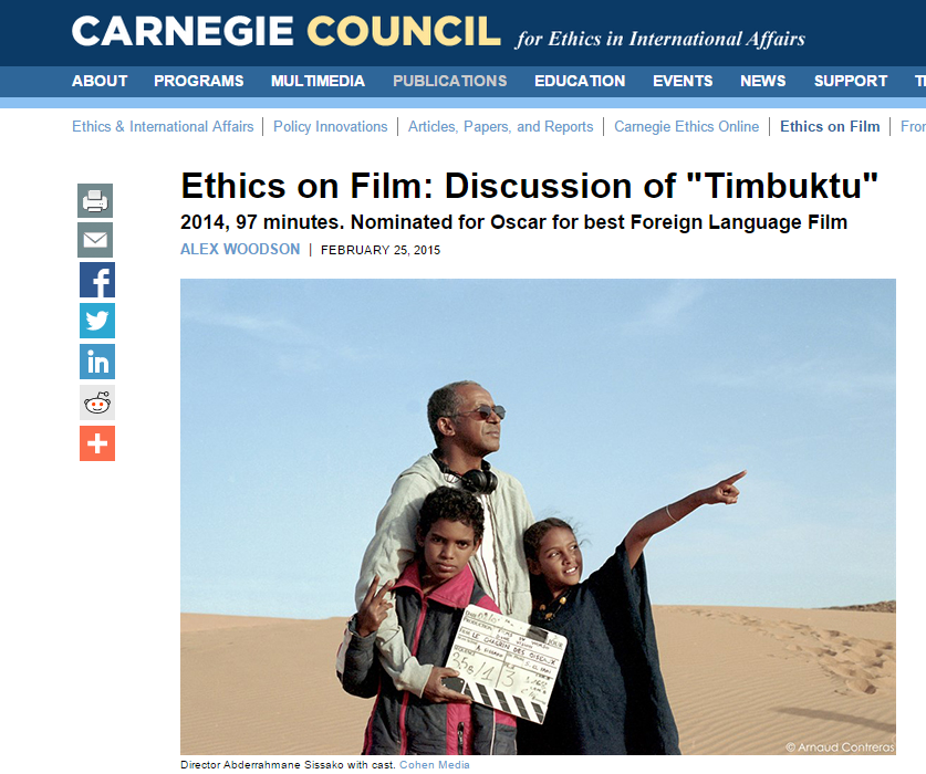 Ethics on Film: Discussion of “Timbuktu”