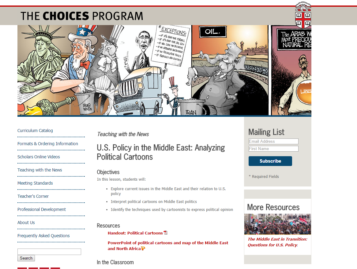 U.S. Policy in the Middle East: Analyzing Political Cartoons