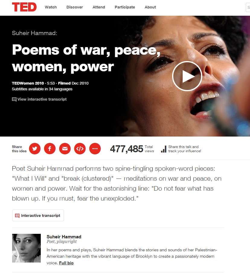 Suheir Hammad: Poems of War, Peace, Women, Power