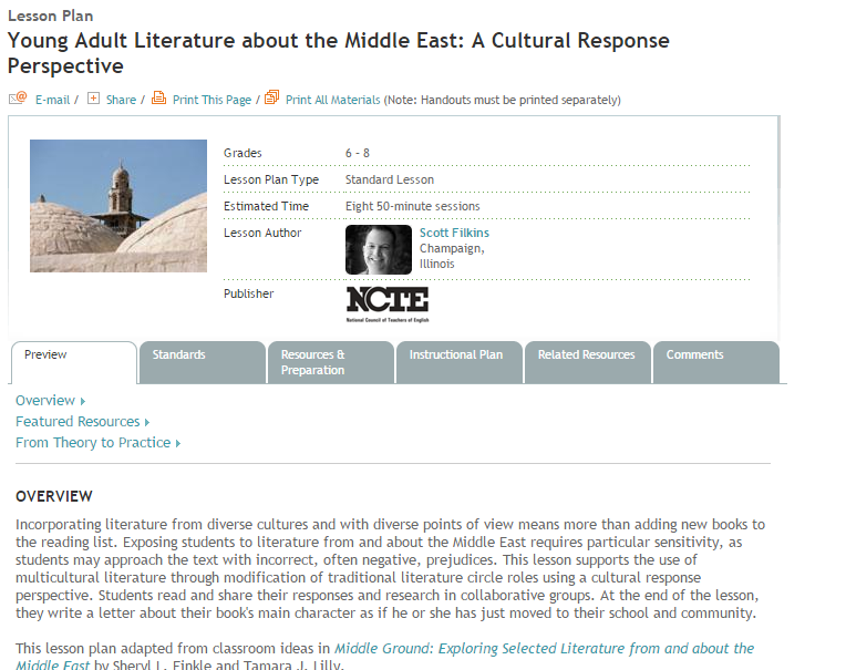 Young Adult Literature About the Middle East: A Cultural Response Perspective