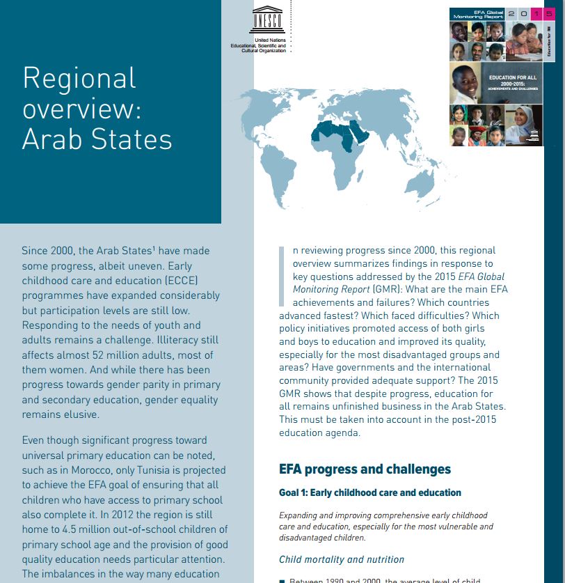 Education for All Global Monitoring Report 2015: Regional Overview – Arab States
