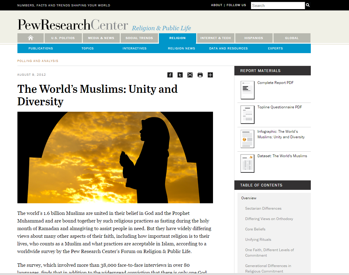 The World’s Muslims: Unity and Diversity