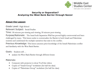 Security or Separation? Analyzing the West Bank Barrier through Soccer